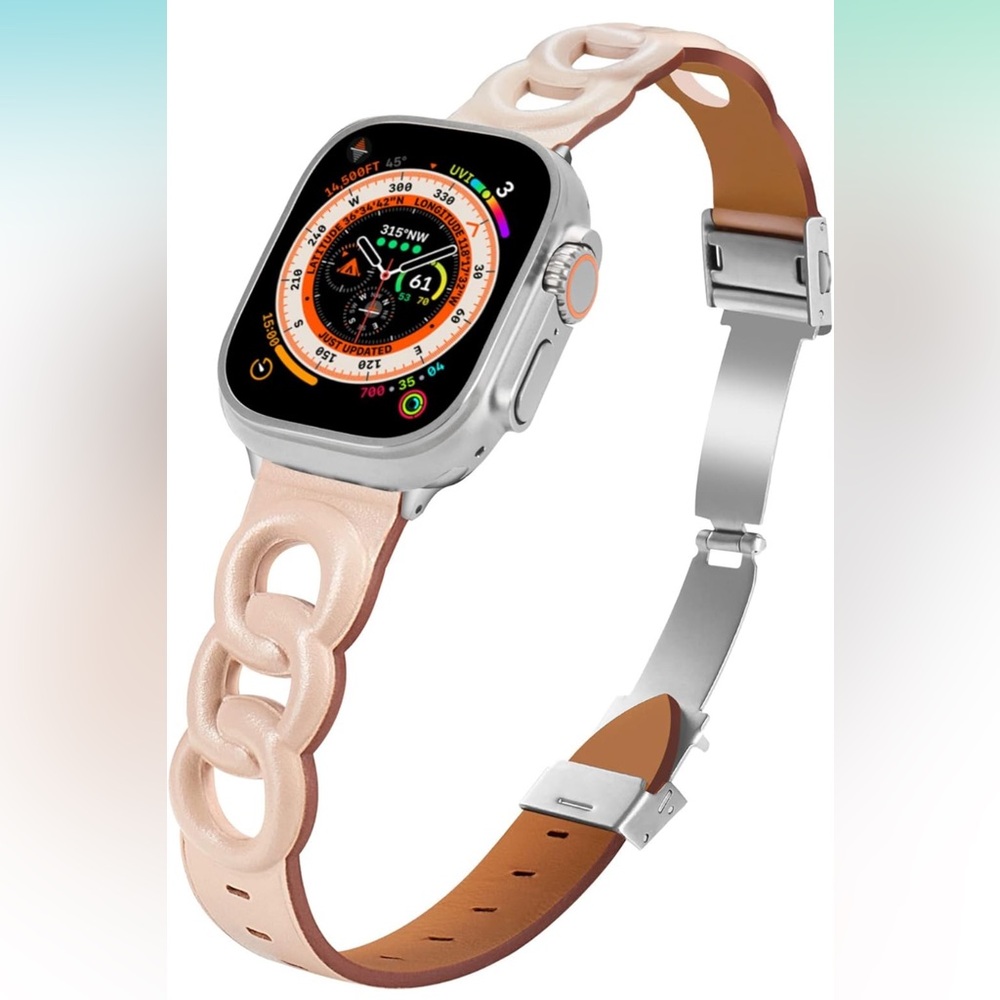 NWT Leather Band Compatible with Apple Watch ULtra 2 1 Series 9 8 7 6 5 4 3